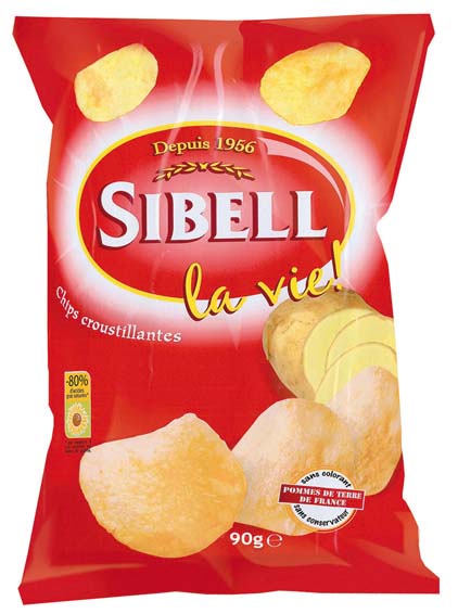 Chips salées natures en sachet individuel de 30 g